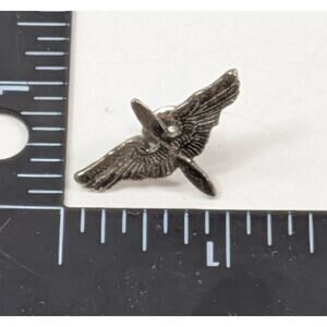 Vintage Aviation Pilot Wings Propeller Lapel Pin Hat Tack Aviator Flight Silver